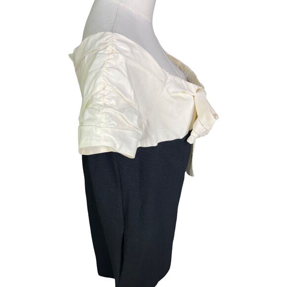 Maeve Anthropologie Bow Front Mini Dress Black White NWT Medium Petite - Picture 8 of 14